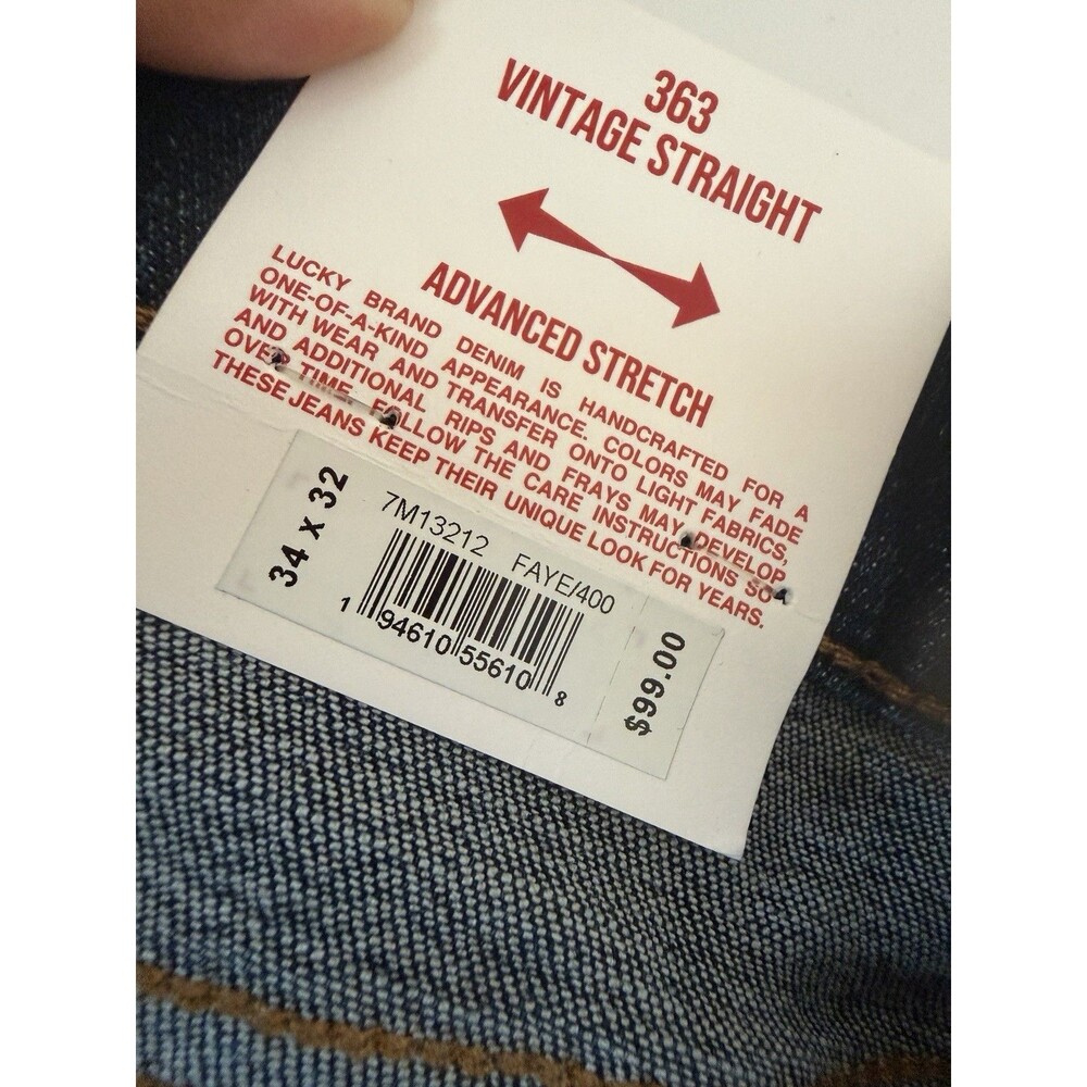 NWT Lucky Brand 363 Vintage Straight Jeans Mens 34x32 - Picture 3 of 7